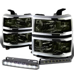 Smoked Headlight + Clear Corner Signal Lamp + LED Fog Light Set for Silverado (2014–2015)