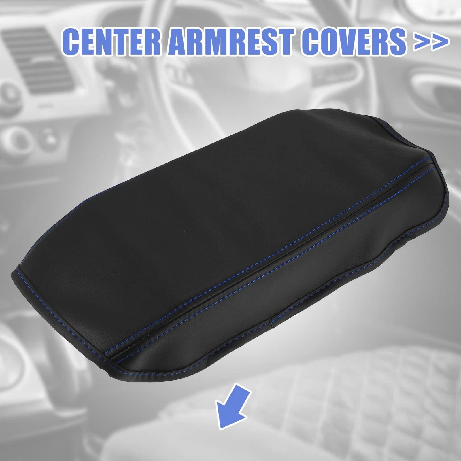 Microfiber Leather Armrest Cover Pad for Honda Civic (2006–2011) Black/Blue
