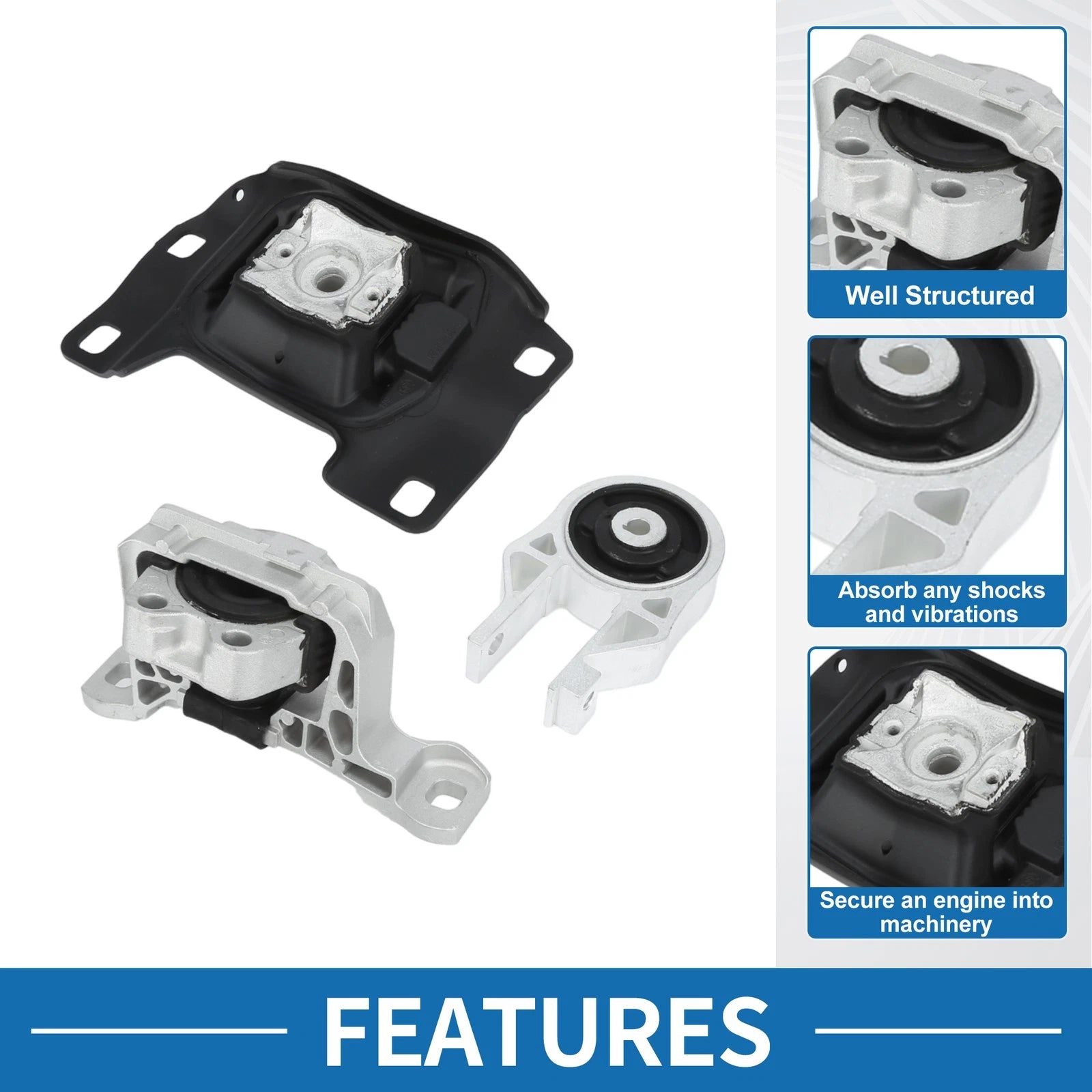 Engine Motor Trans Mount Set for Ford Escape 1.6L 2.0L 2.5L (2013–2016)