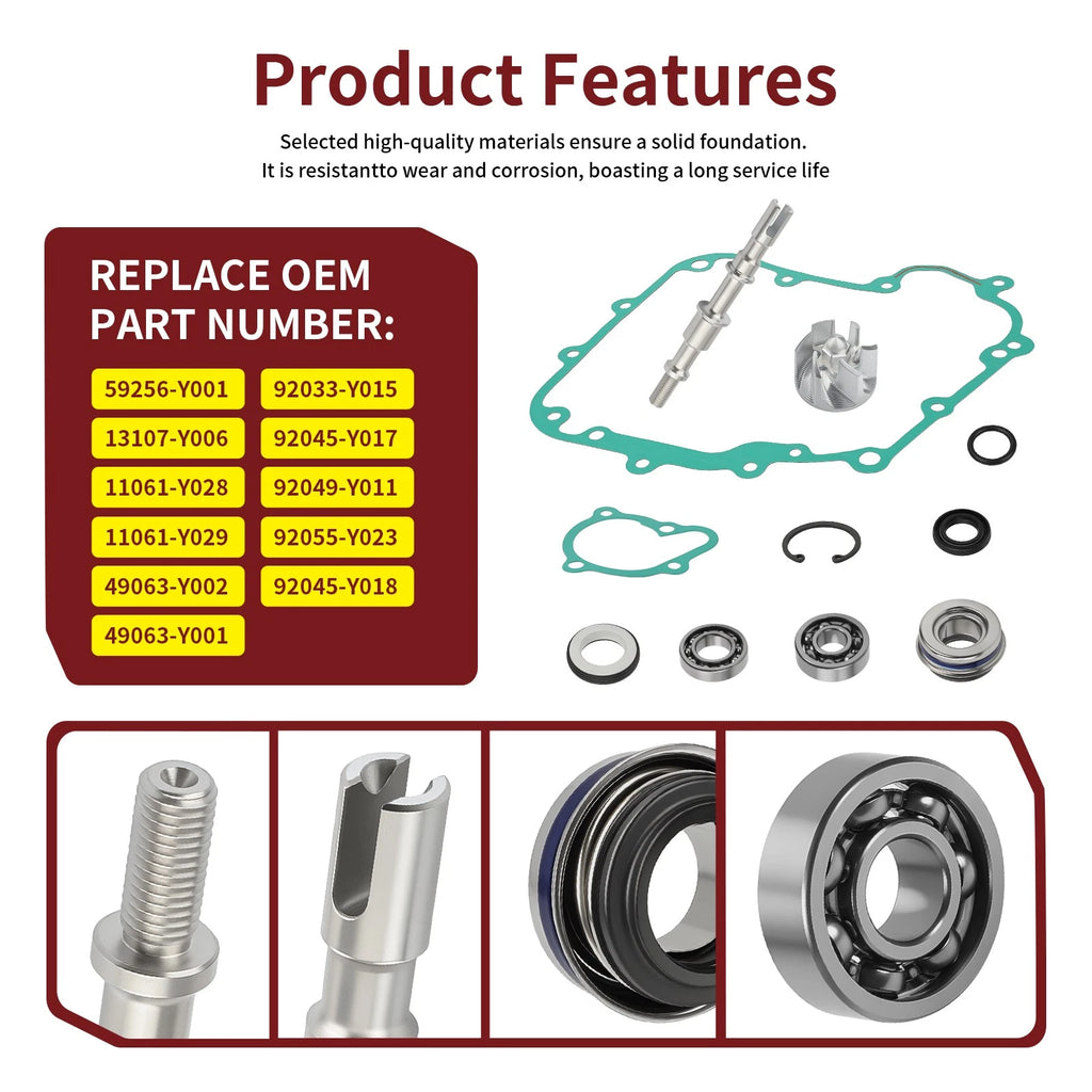 Water Pump Repair Kit & Impeller Shaft for Kawasaki Brute Force 300 (2012–2024)