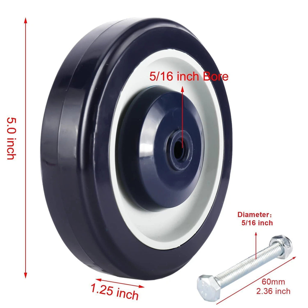 Set of 4 Shopping Cart Wheels Kit with Axles and Bolts for Commercial Use