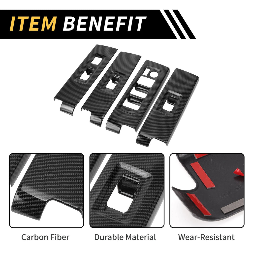 Set of 2 Carbon Fiber Door Window Switch Panel Covers for Toyota Tundra (2022–2024)