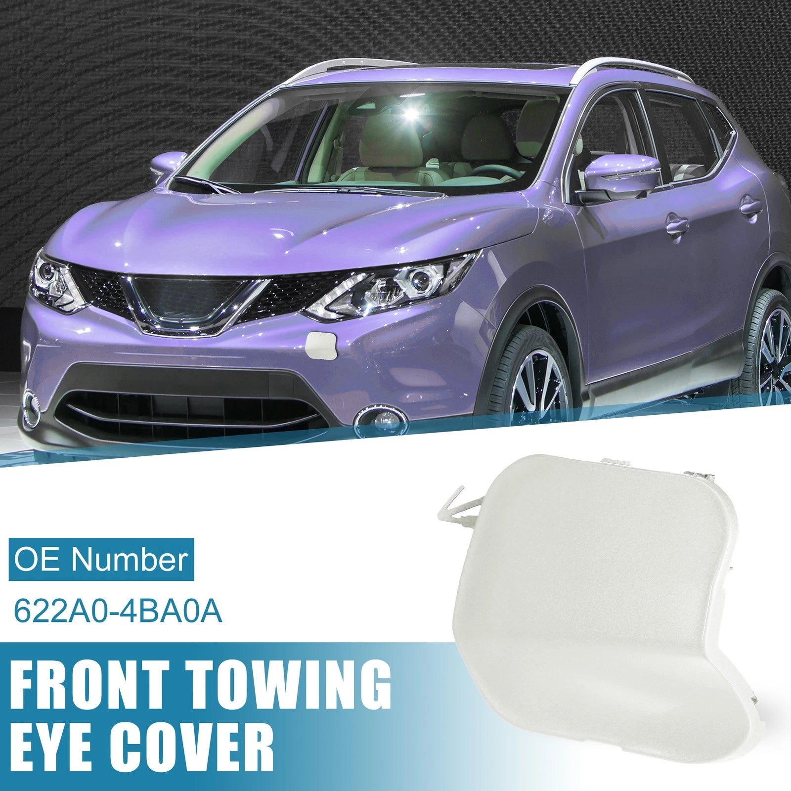 Front Bumper Tow Hook Cover 622A0-4BA0A for Nissan Rogue (2014–2016) White