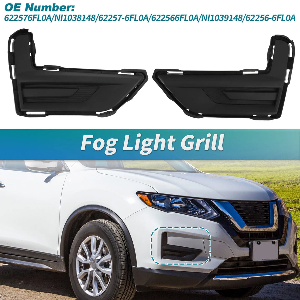 Fog Light Grille Cover for Nissan Rogue (2017–2020) No.622576FL0A/622566FL0A