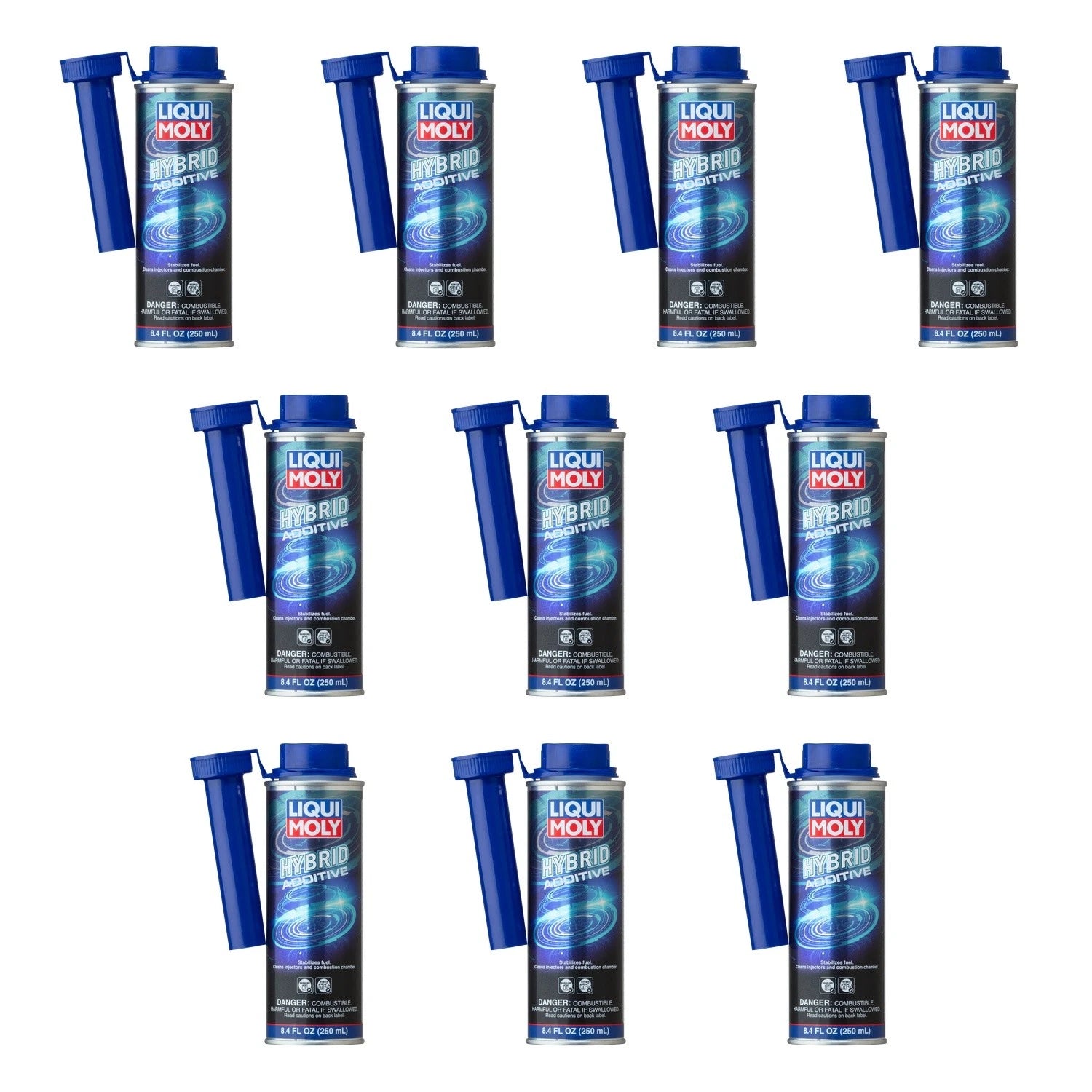 Set of 10 Liqui Moly 250ml Hybrid Fuel Additives for