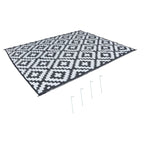 Outdoor Plastic Straw Rug for Camping (9x12ft) - Black & White