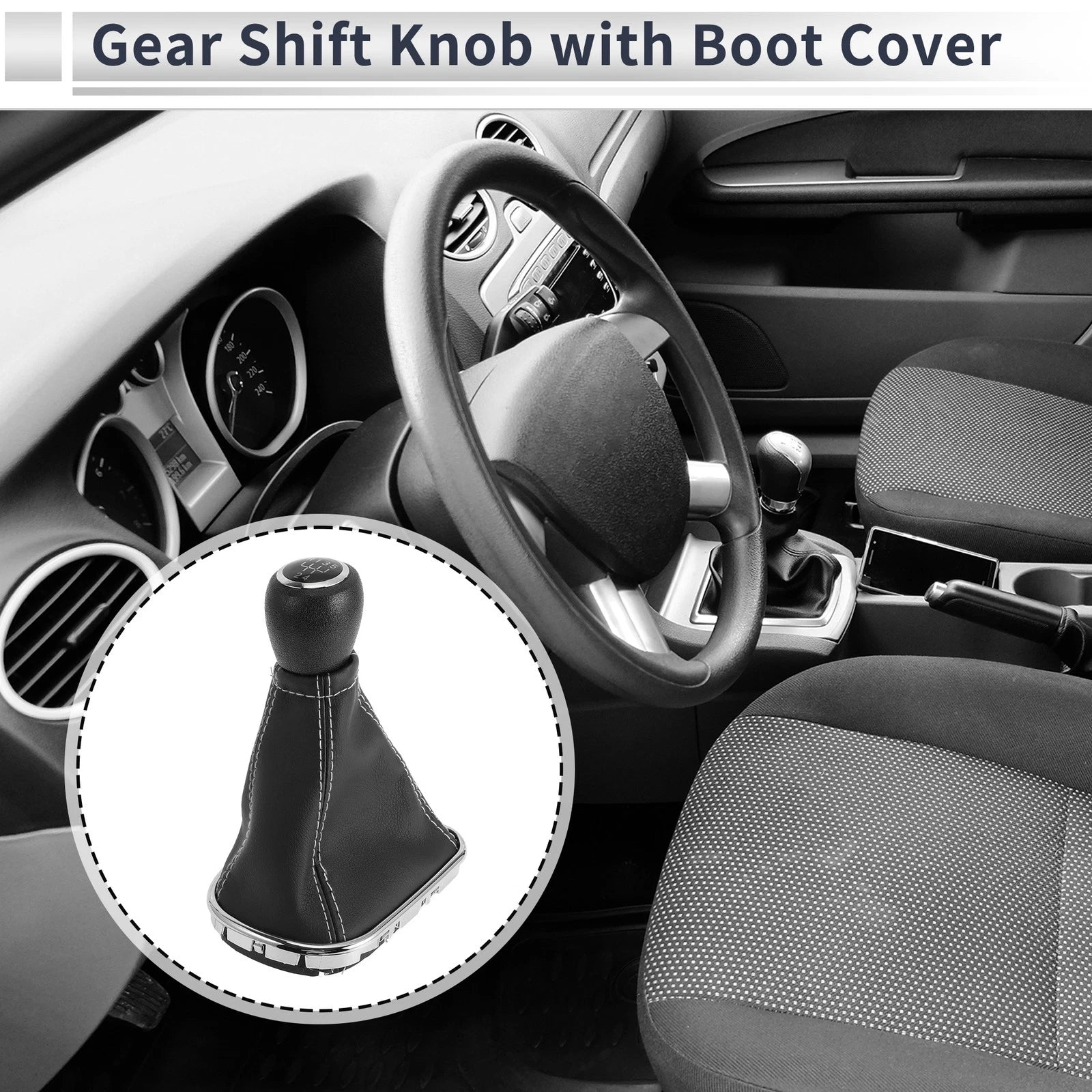 5 Speed Gear Shift Knob with Cover for Chevrolet Cruze (2010–2015) Faux Leather