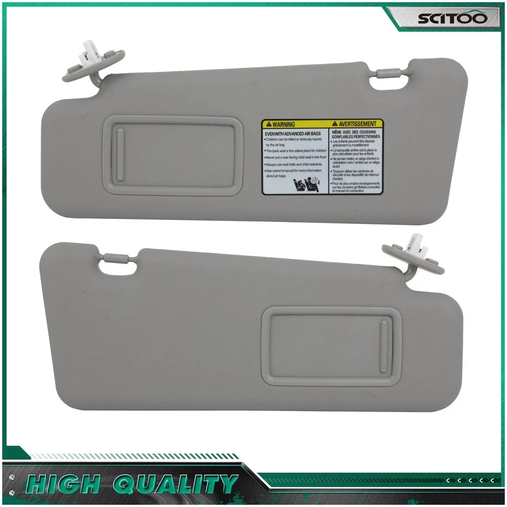 Set of 2 Gray Sun Visors for Toyota Highlander (2008–2013) W/ Sunroof