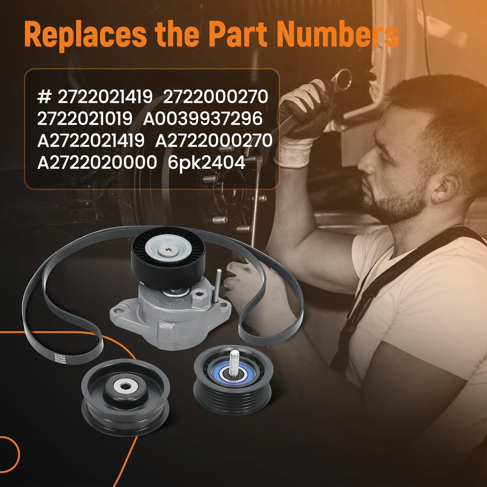 Drive Belt Tensioner + Idler Pulley Serpentine Belt Kit for Mercedes-Benz