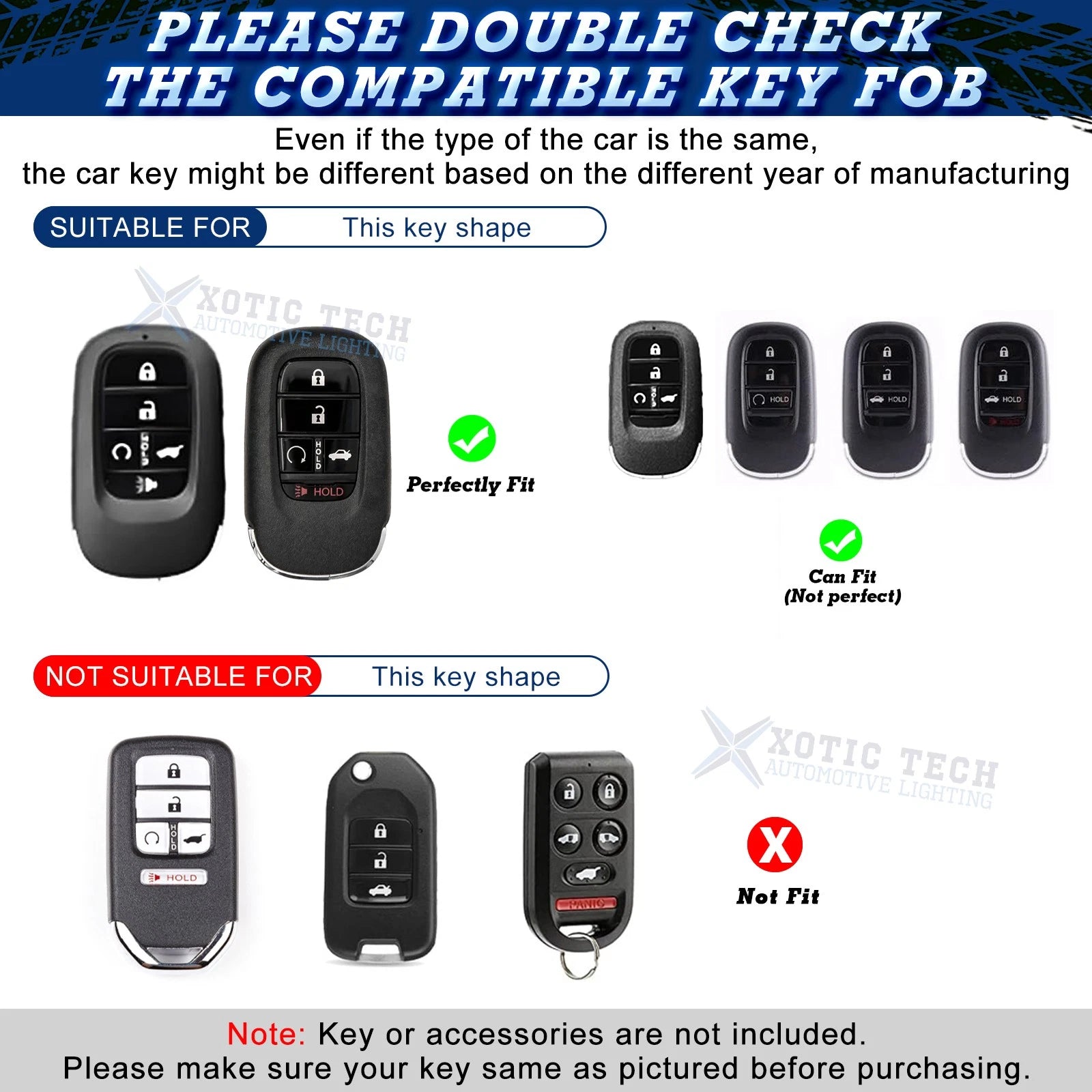 Heavy Duty Key Fob Case Protector for Honda Civic Accord (2016-2021)
