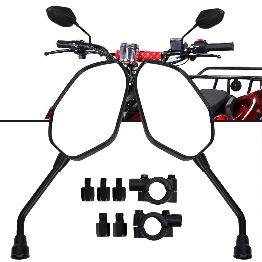 Pair of Universal Rear View Side Mirrors for Polaris Honda Kawasaki (7/8" Handle Bar)