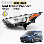 Halogen Headlight for Ford Transit Connect (2019–2023) W/ Bulbs Driver LH