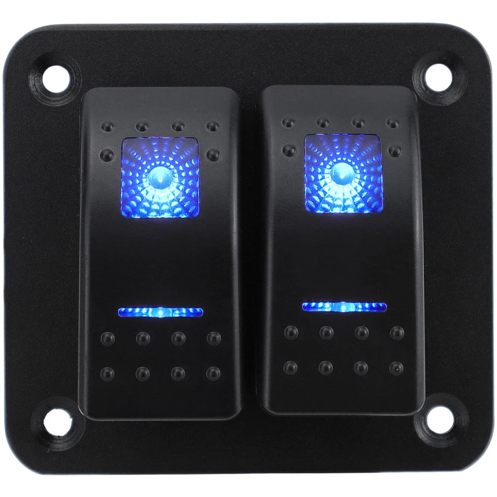 Blue LED Rocker Switch Panel for Marine Car Boat RV DC 12V (2 to 8 Position)