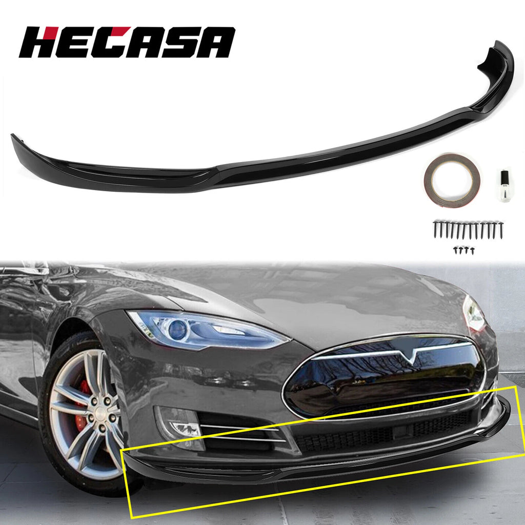 Front Bumper Lip Spoiler Splitter for Tesla Model S (2012–2016) Glossy Black