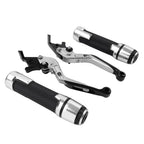 Silver Extendable Brake Clutch Lever Grip Set for BMW R1200GS R1250GS (2013-2023)