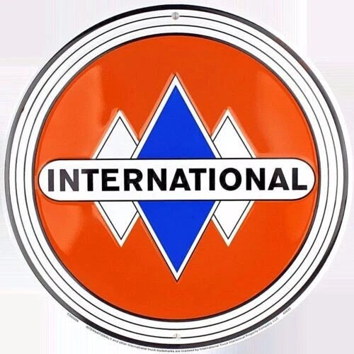 12" Round Metal Tin Sign for International Truck (Garage, Indoor, Outdoor)