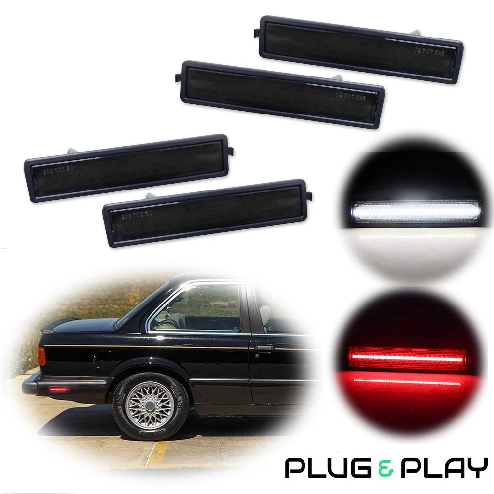 Set of 4 Smoke Lens LED Side Marker Lights for BMW E30 E32 E34