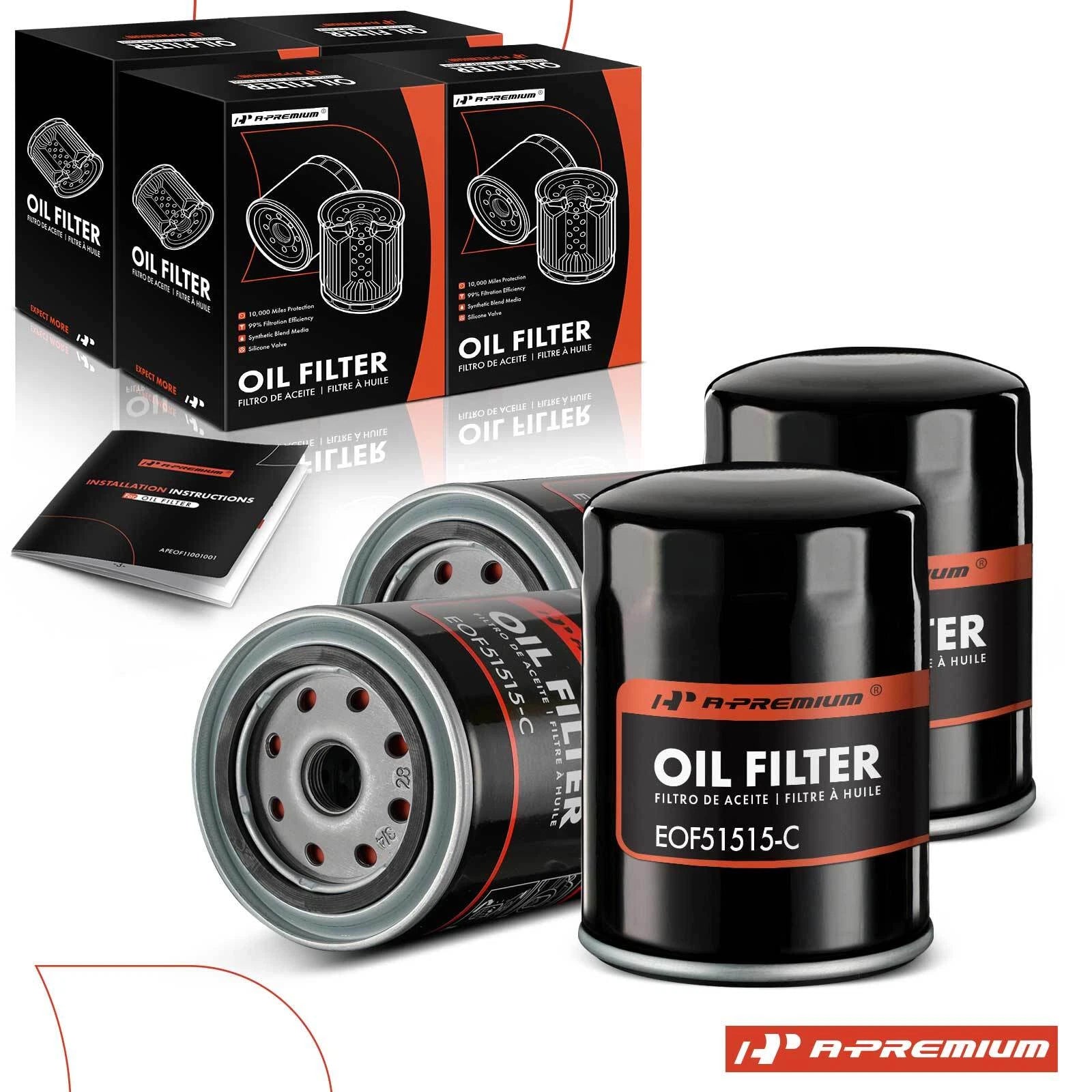 Set of 4 Engine Oil Filters for Dodge Ramcharger, Chrysler Town & Country (1974)
