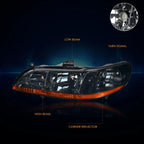 Smoked Housing Headlights & Amber Side Corner Lamps for Honda Accord (1998–2002)