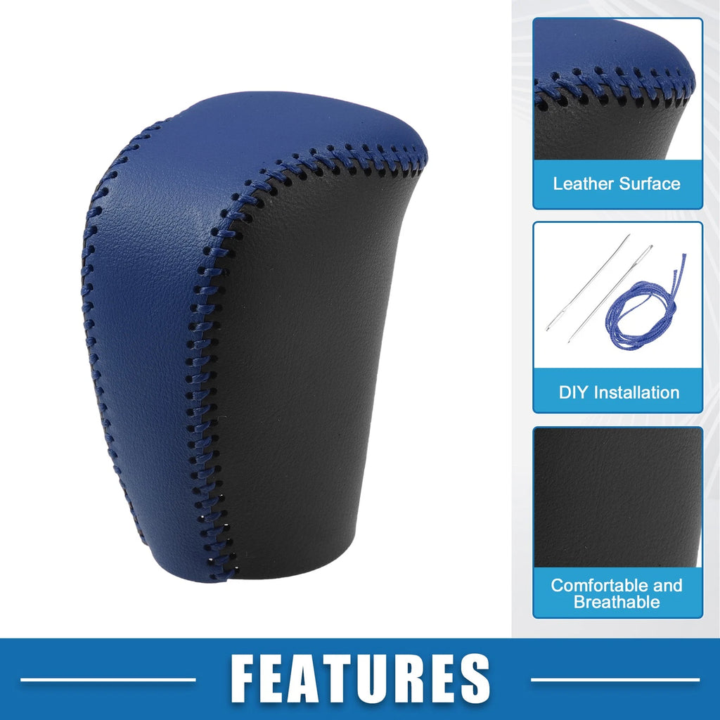 Gear Shift Head Knob Cover for Honda Civic (2016–2021) Black Blue Stitches