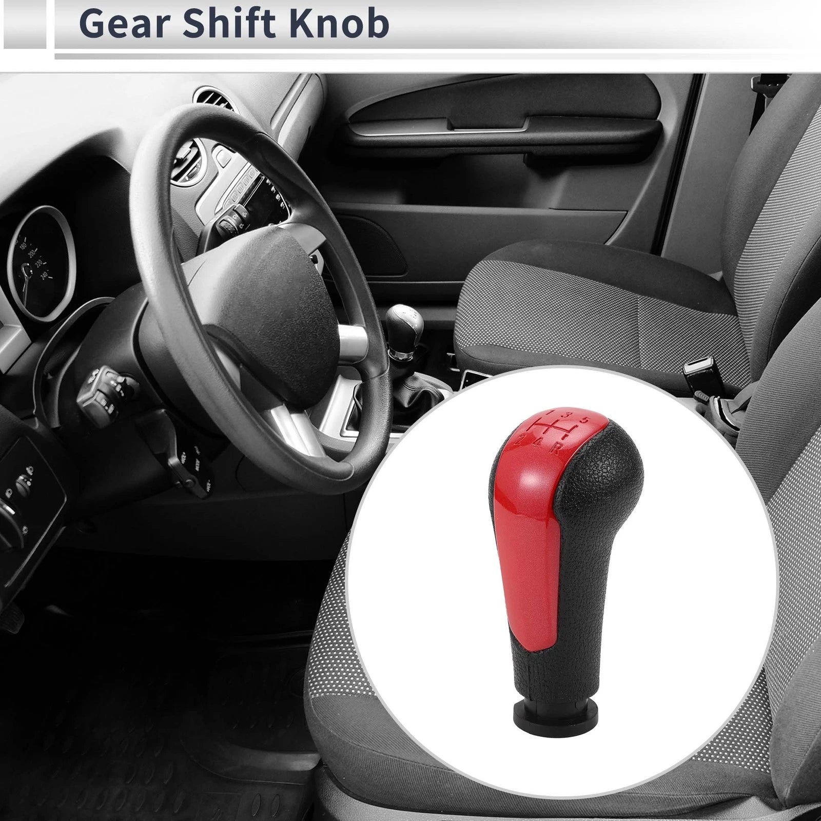 5 Speed Shift Knob for Chevrolet Spark (2013–2022) Red Black Plastic
