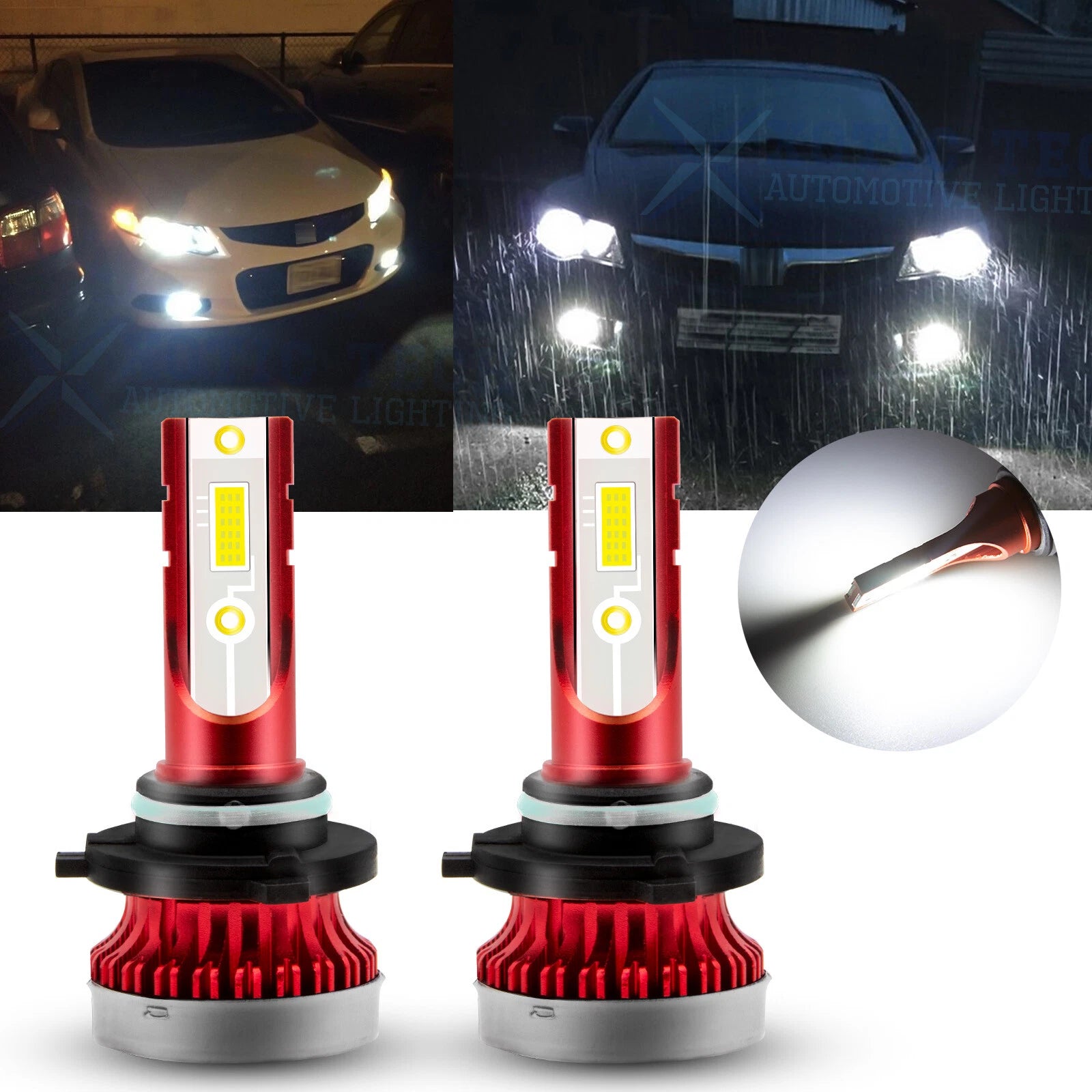 2Pcs 9005 Super Bright White LED Bulbs for Honda Accord Civic (2013–2017)
