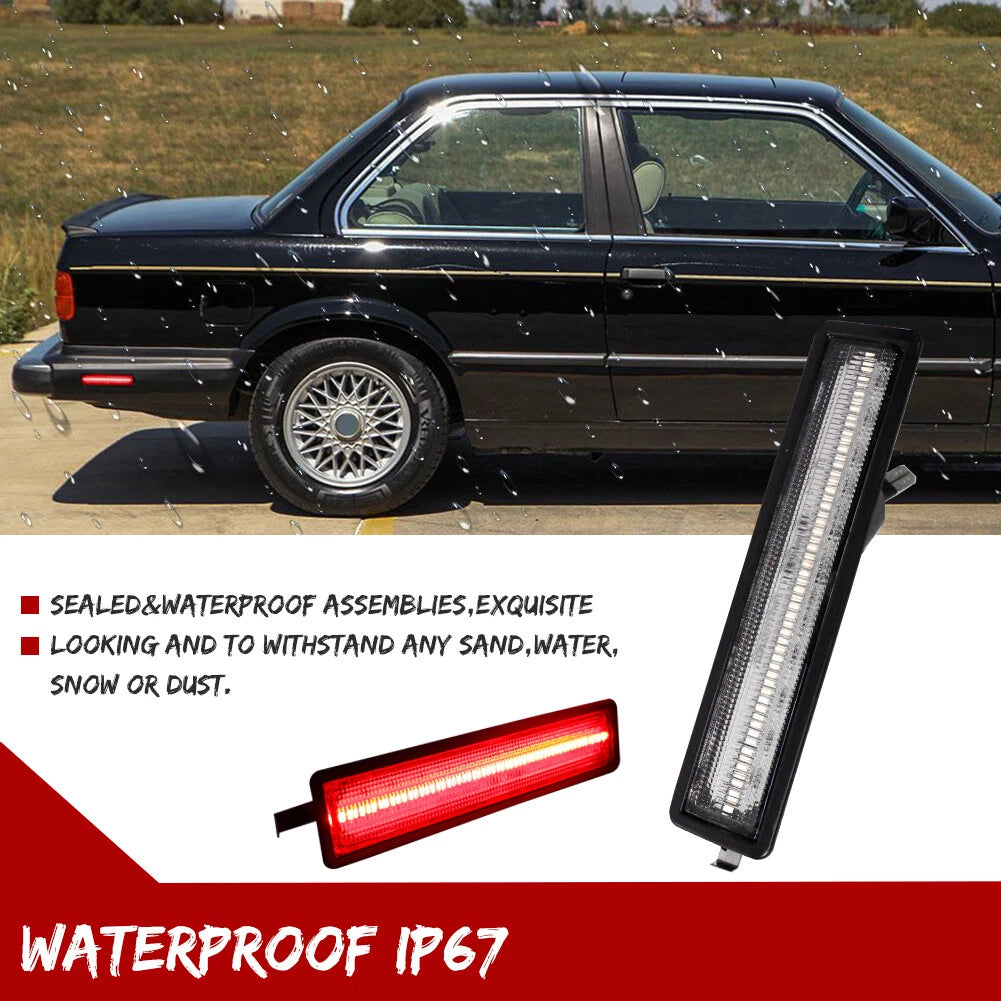 2X Clear Lens Red LED Rear Bumper Side Marker Lights for BMW E30 E34 (1982–1996)