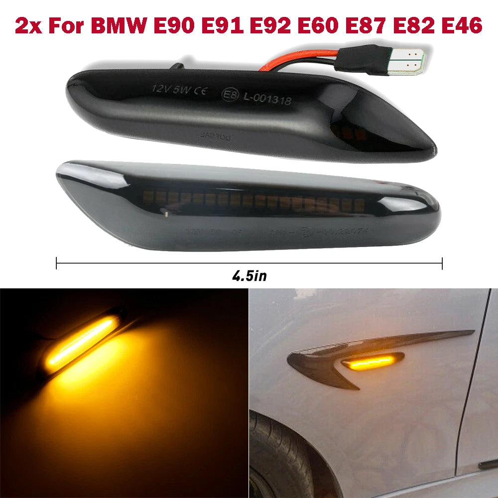 Dynamic Smoke LED Side Marker Turn Signal Lights for BMW E90 E91 E92 E93 (2006–2013)