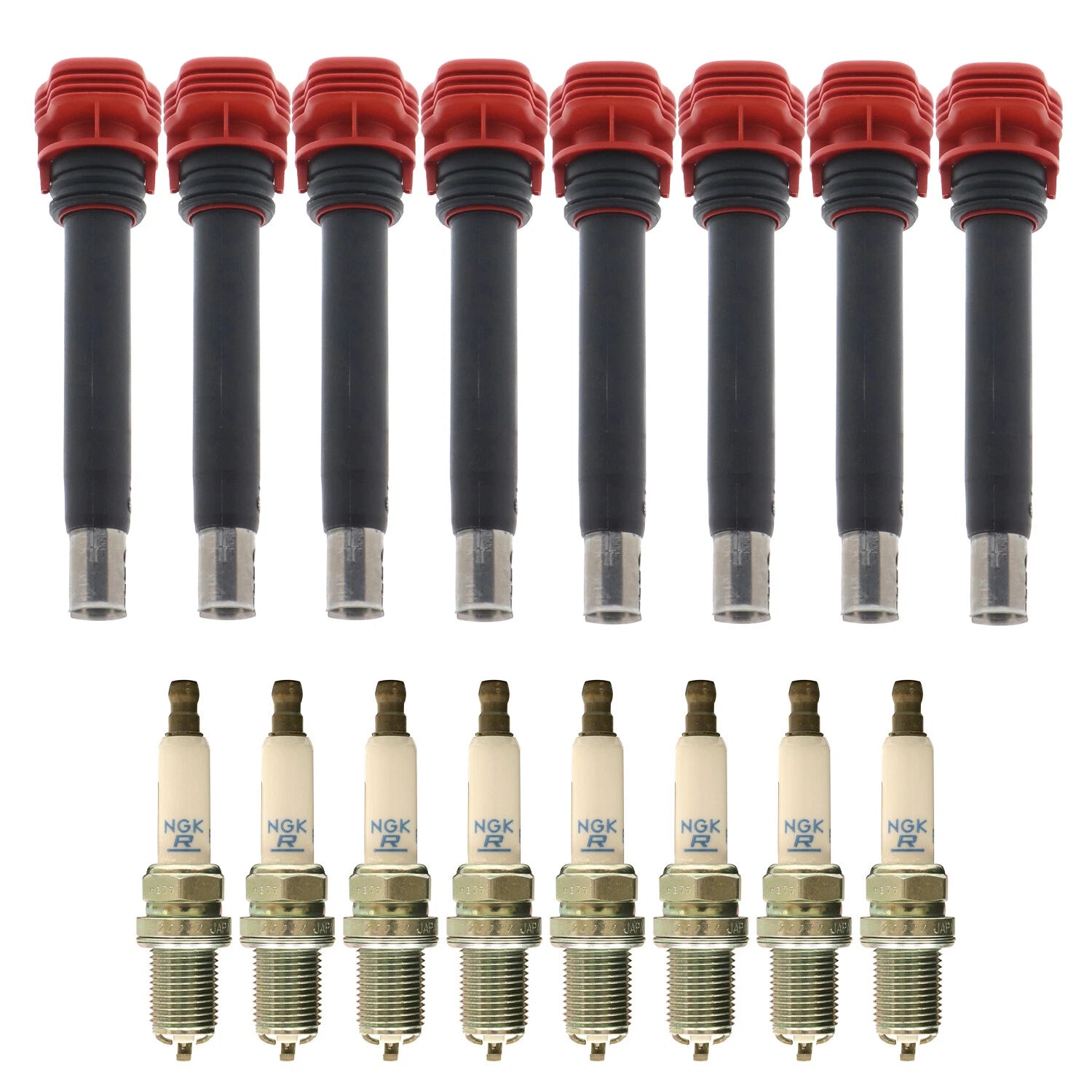Set of 8 Ignition Coils & NGK Laser Platinum Spark Plugs for Audi A8 Quattro R8 V8 (2005–2015)