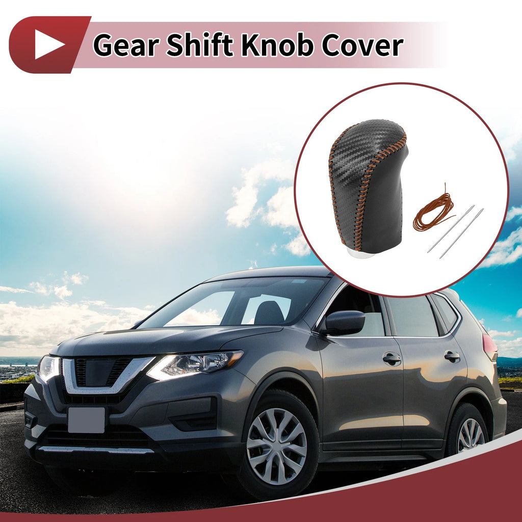 Gear Shift Knob Cover for Nissan Rogue Sport (2017–2022) Black Carbon Fiber