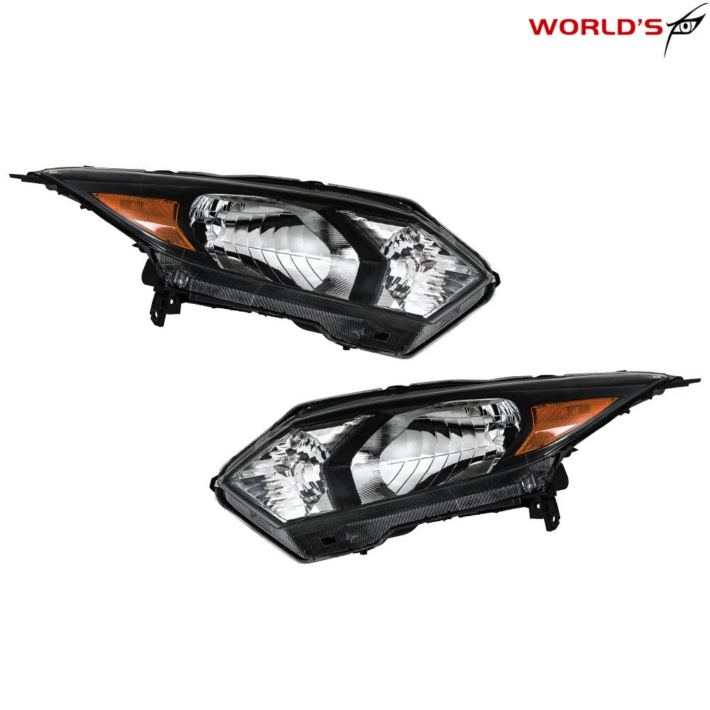 Set of 2 Black Halogen Headlights for Honda HR-V (2016–2018)