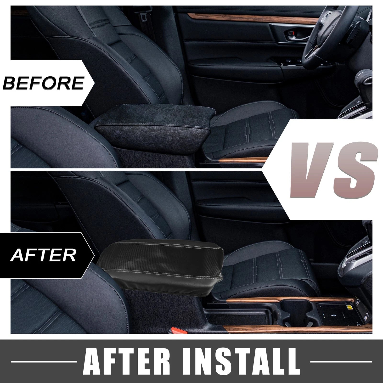 Center Console for Toyota Venza (2021–2023) Carbon Fiber Pattern Black Gray