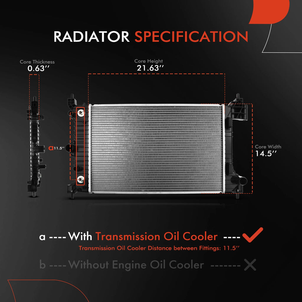 Radiator with Trans Oil Cooler for Chevy Sonic (2012-2018)