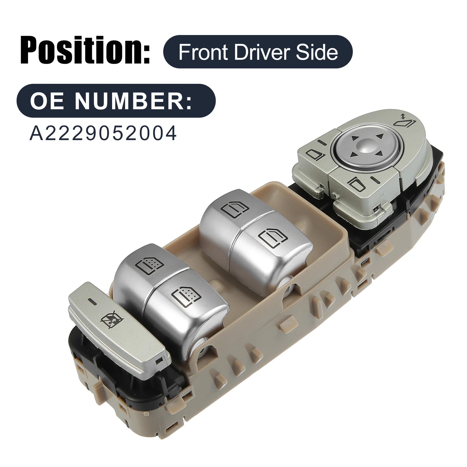 Power Window Switch A2229052004 for Mercedes-Benz W222 S-Class (2013–2017) Beige