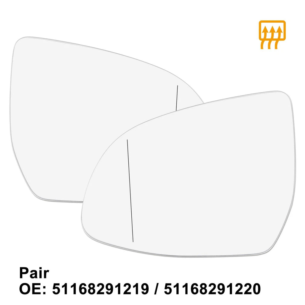 Pair Heated Rearview Mirror Glass for BMW X3 X4 X5 (2011–2019) 51168291219