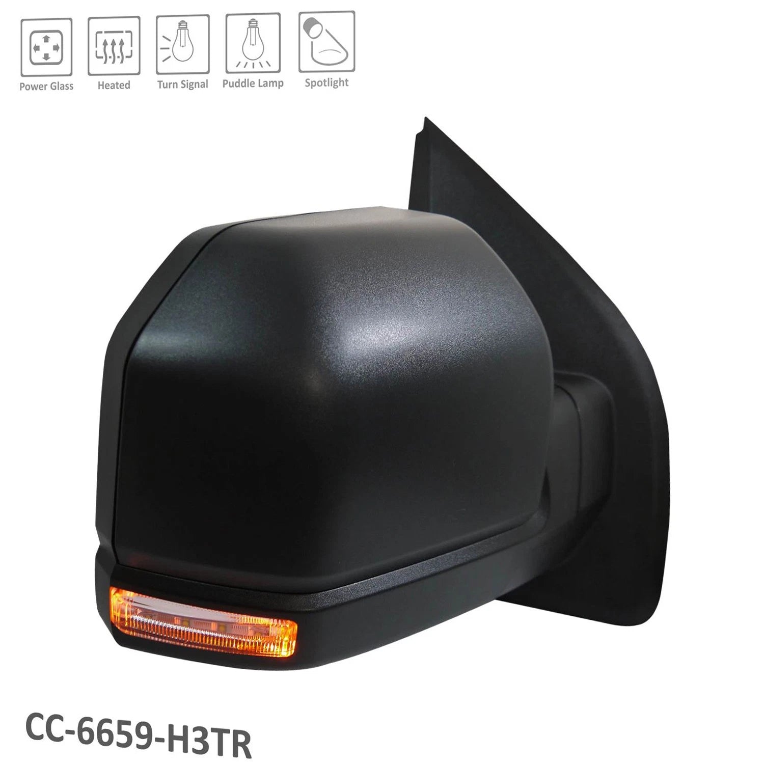 Replacement Passenger Side Power Door Mirror with Dual Heated Glass for Ford