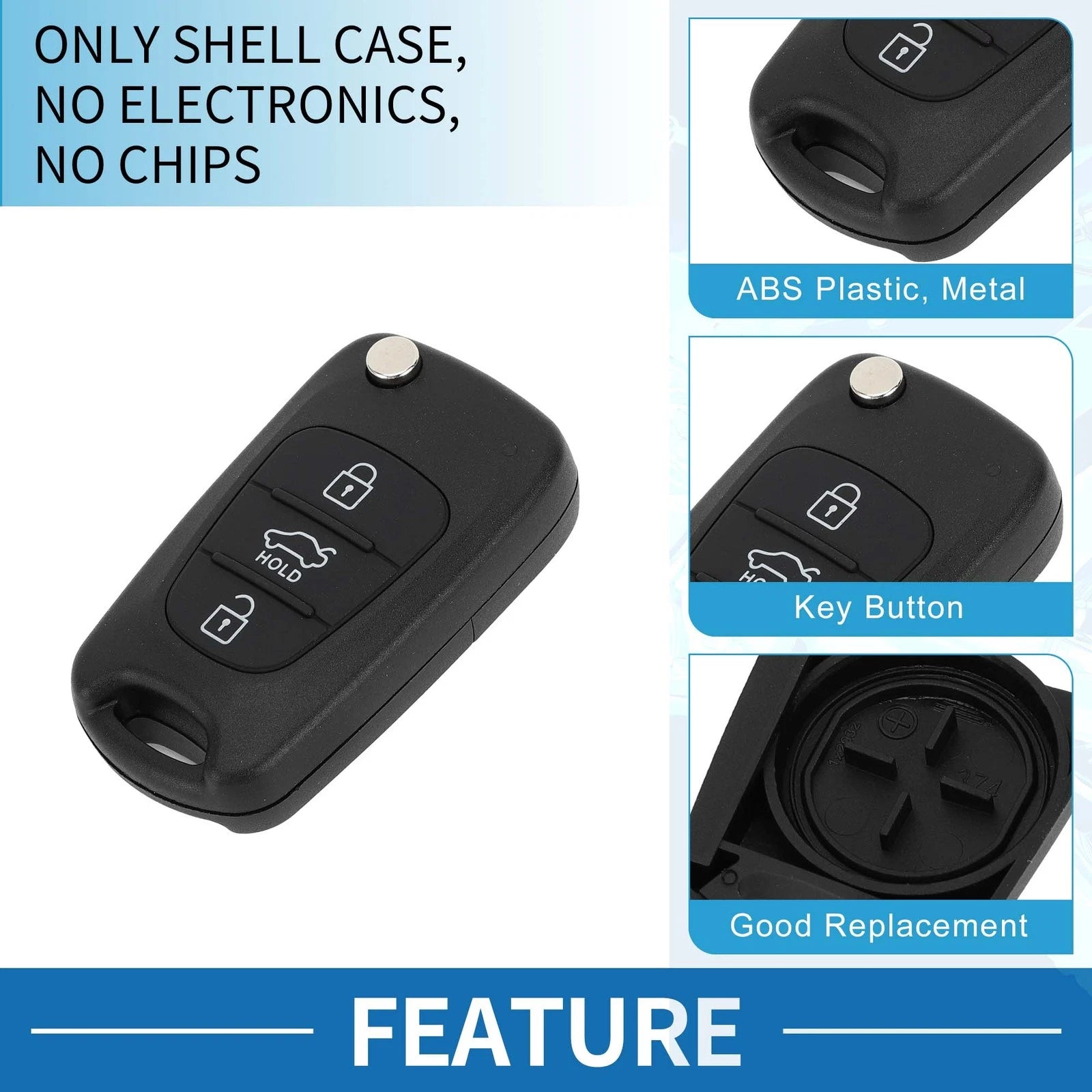 3 Buttons Keyless Entry Remote Key Fob Shell Case for Hyundai I20 I30 I35