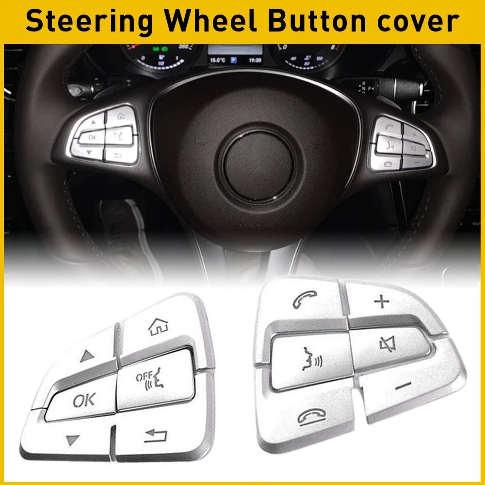 Steering Wheel Silver Button Trim for Mercedes Benz A-Class B-Class GLC CLA CLS (C)