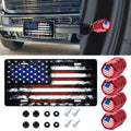 Distressed American Flag Front License Plate Valve Stem Cap Cover Universal Red for Universal (2010–2025)