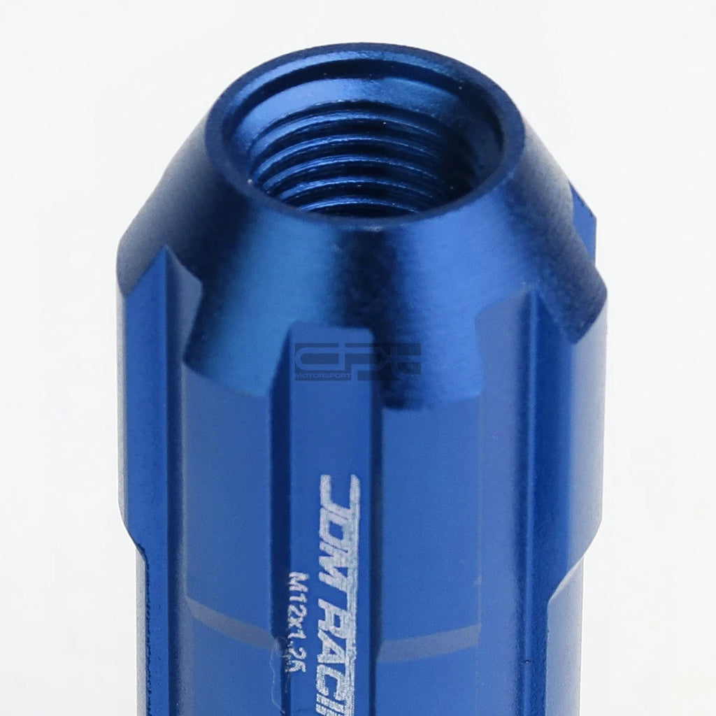 20x Open End M12x1.25 50mm Tall Blue Aluminum Lug Nuts + Adapter