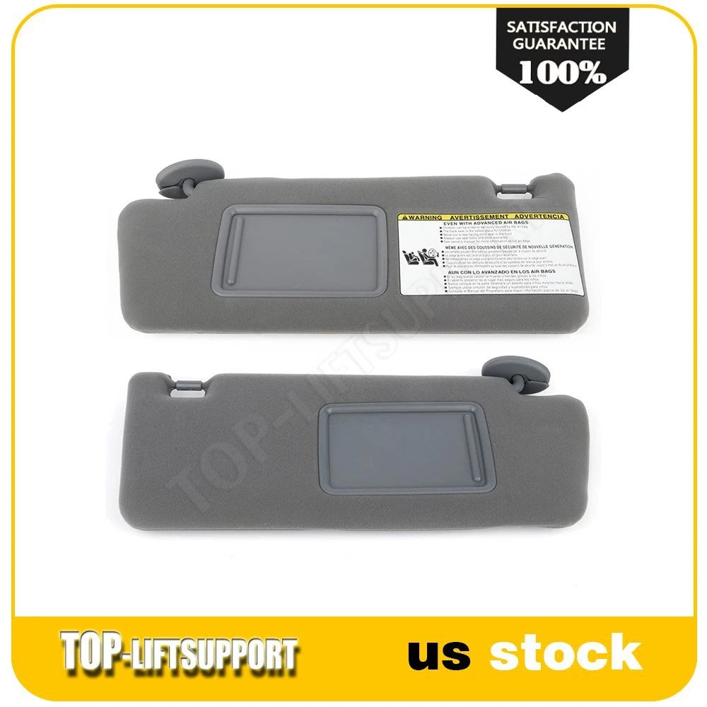 Set of 2 Sun Visors for Toyota Tacoma (2005–2011) - Medium Gray with Mirror