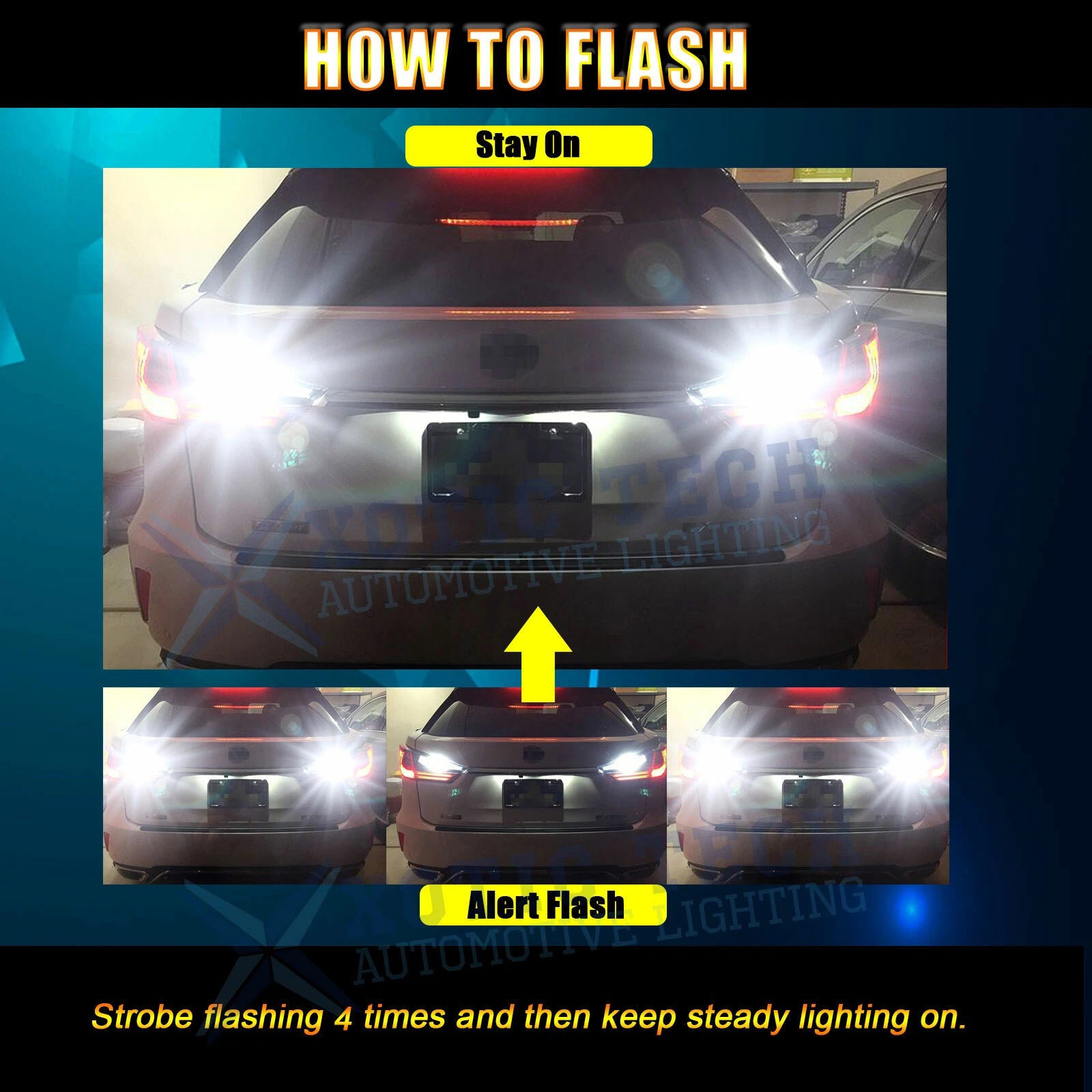 White LED 3057 3157 Strobe Brake Backup Reverse Light Bulbs for (2013-2020)