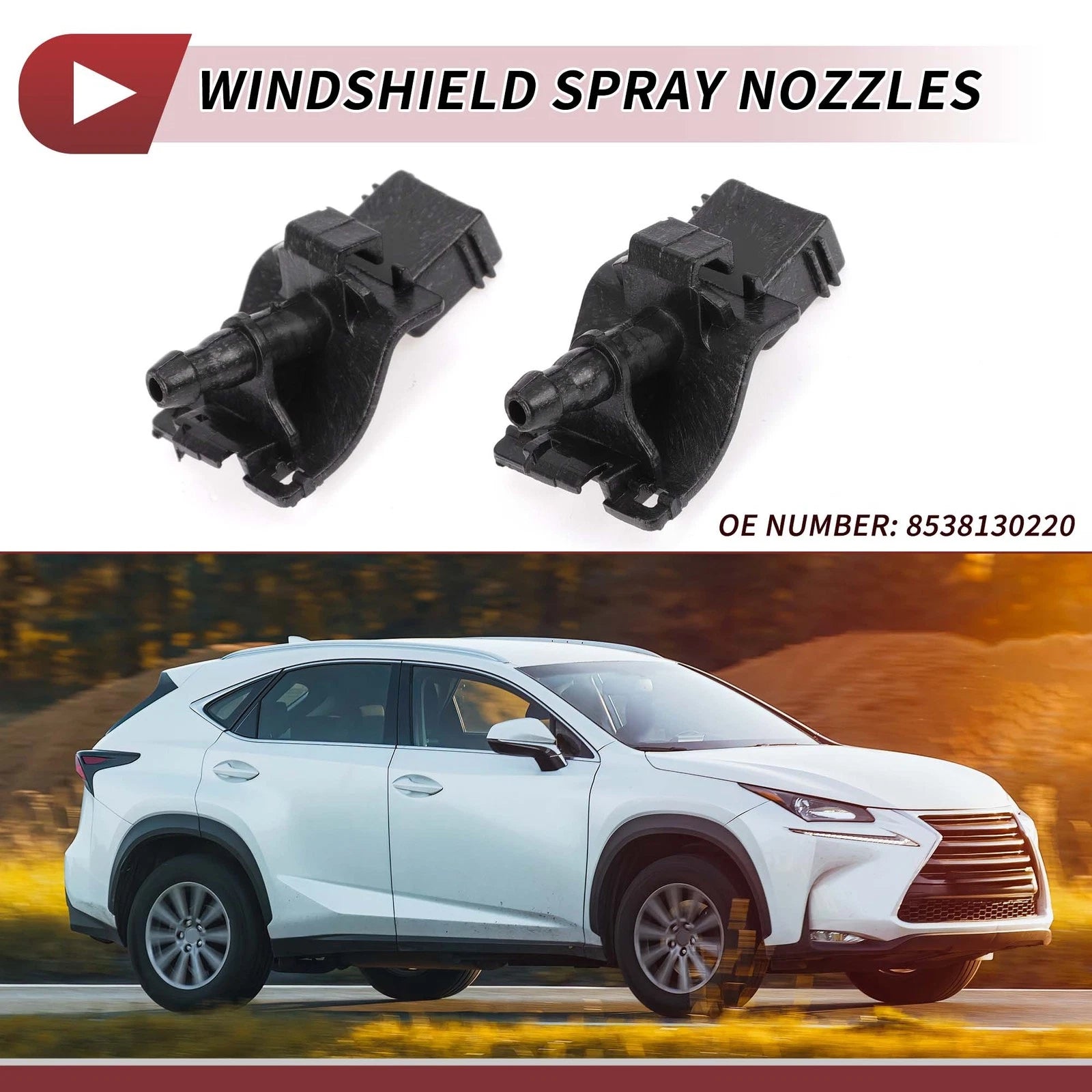2X Front Windshield Washer Nozzle for Toyota Tacoma (2016–2023) No. 8538130220