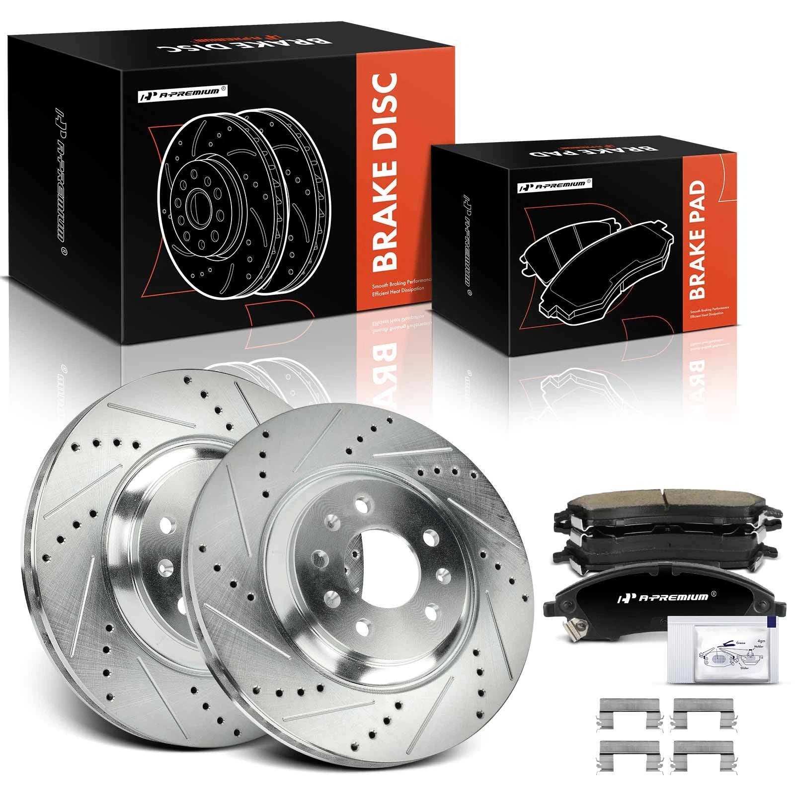 Front Drilled Brake Rotor and Ceramic Pad for Cadillac CTS (2006–2007)