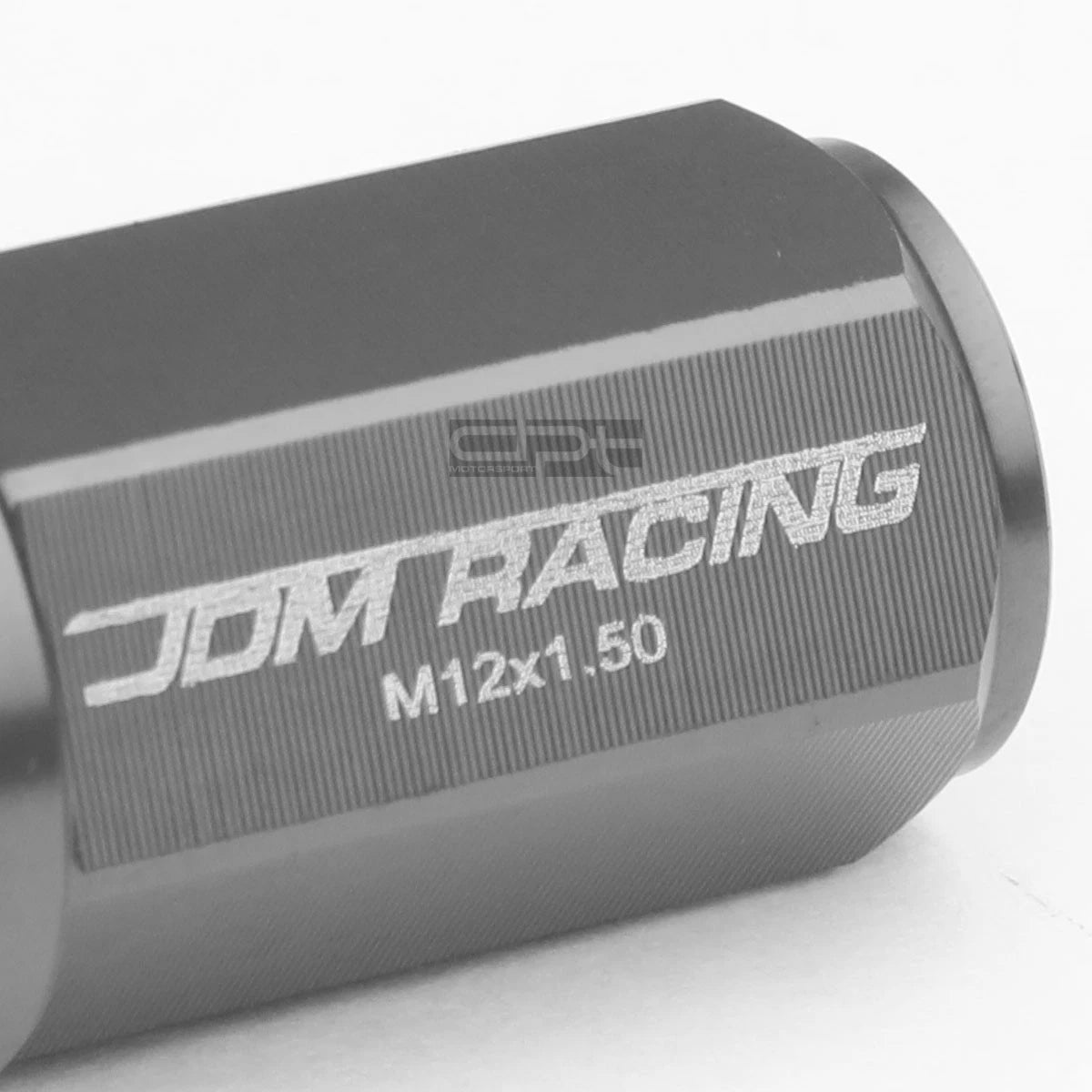 Set of 20 M12X1.5 53mm Tall Gun Metal Aluminum Lug Nuts with Caps