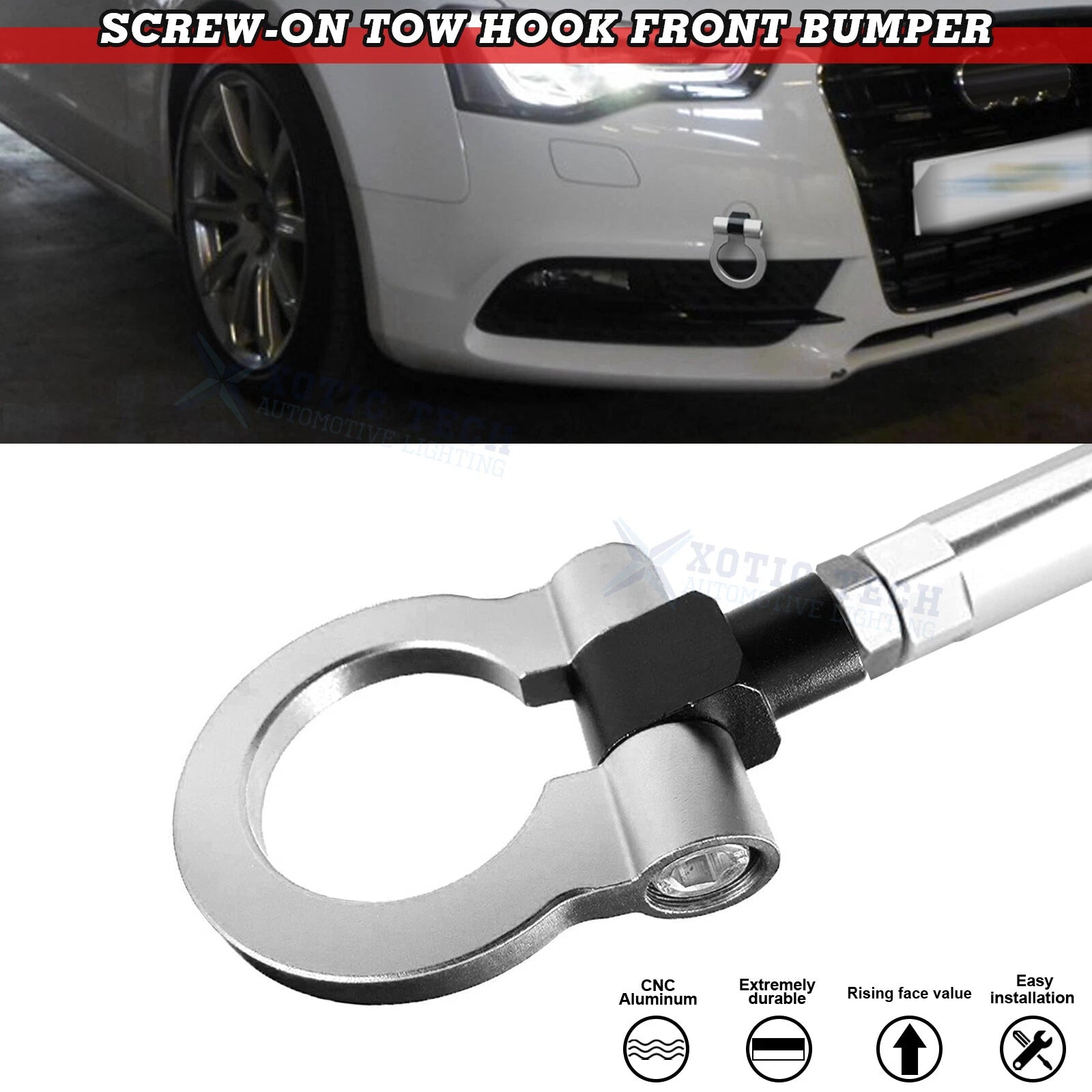 Anodized Alloy Silver Tow Hook for Audi A4 A5 A7 B8 RS7 S4 S5 (2010–2019)