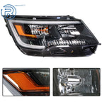 Pair of Black Halogen Headlights with LED DRL for Ford Explorer (2016-2019)