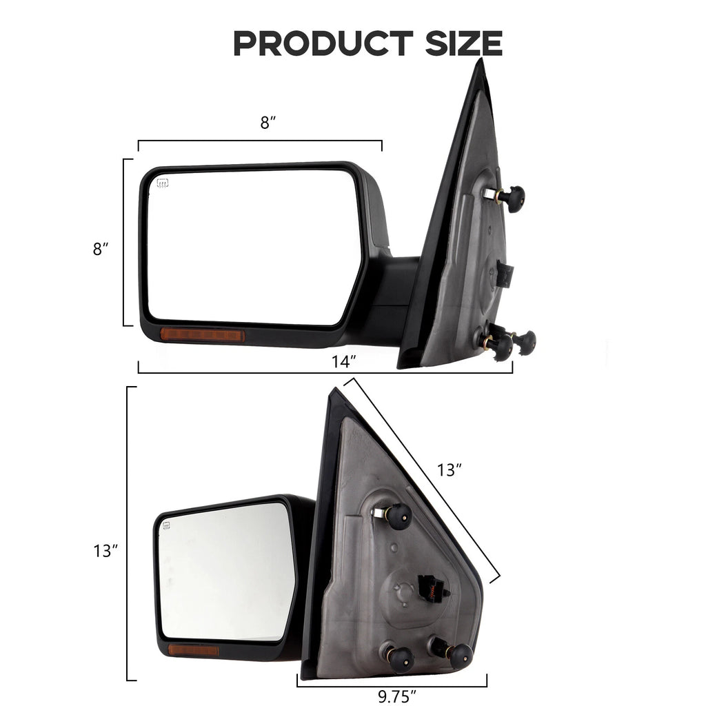 Set of 2 Power Heated Turn Signal Towing Mirrors for Ford F150 (2004–2006)