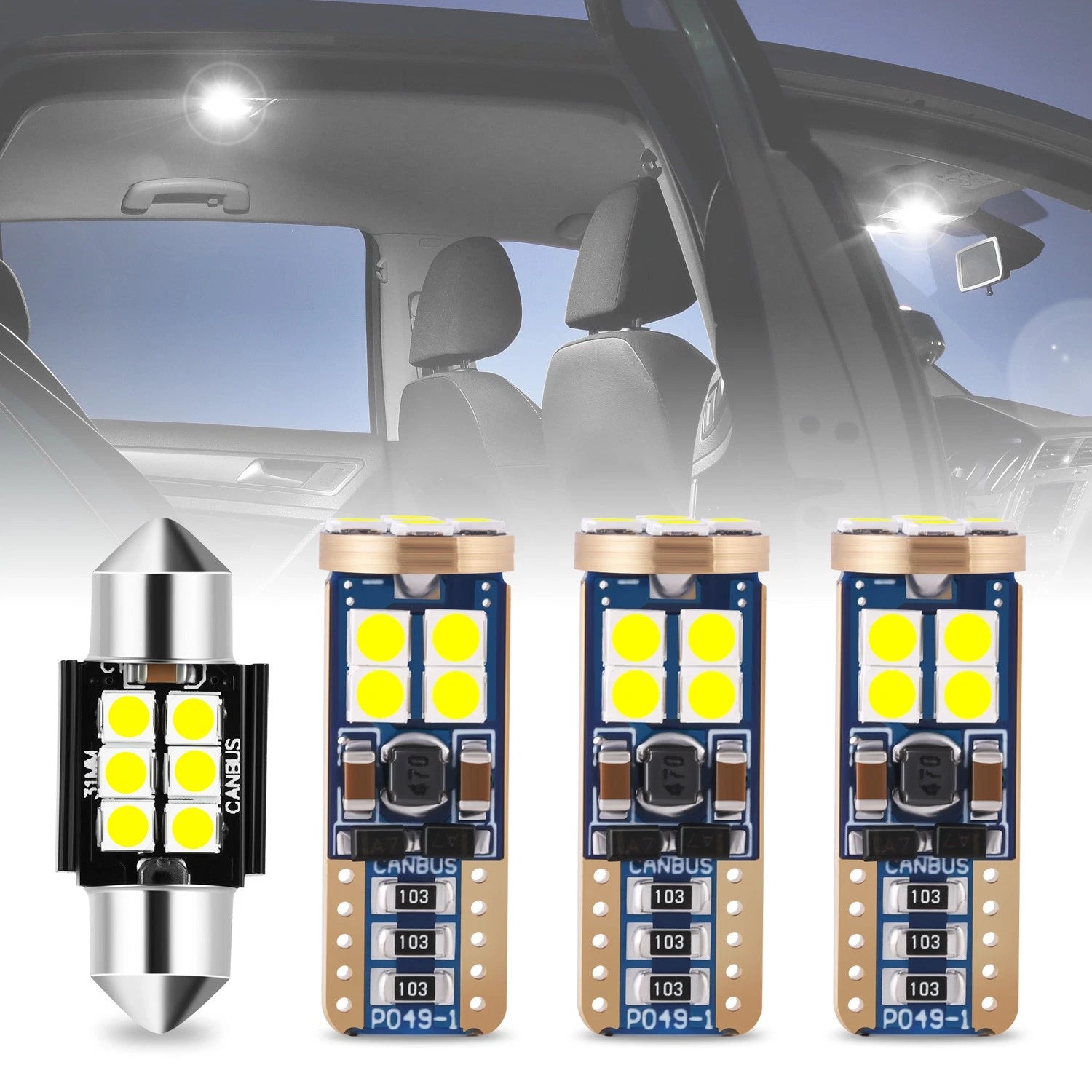 Set of 4 LED Dome Cargo Map Lights for Toyota RAV4 (2019–2022)