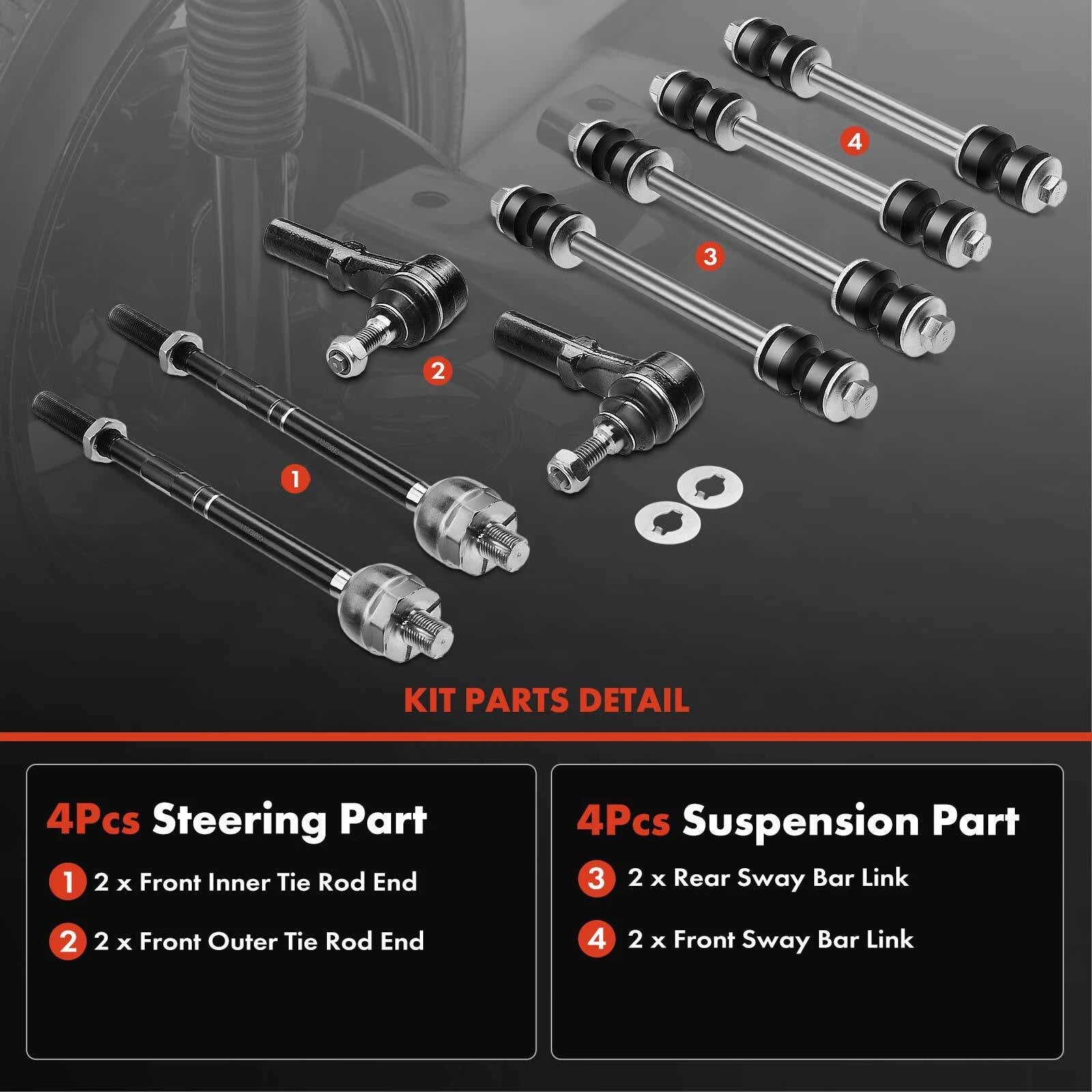 8x Sway Bar Tie Rod Ends for Ford Explorer (2006-2010)